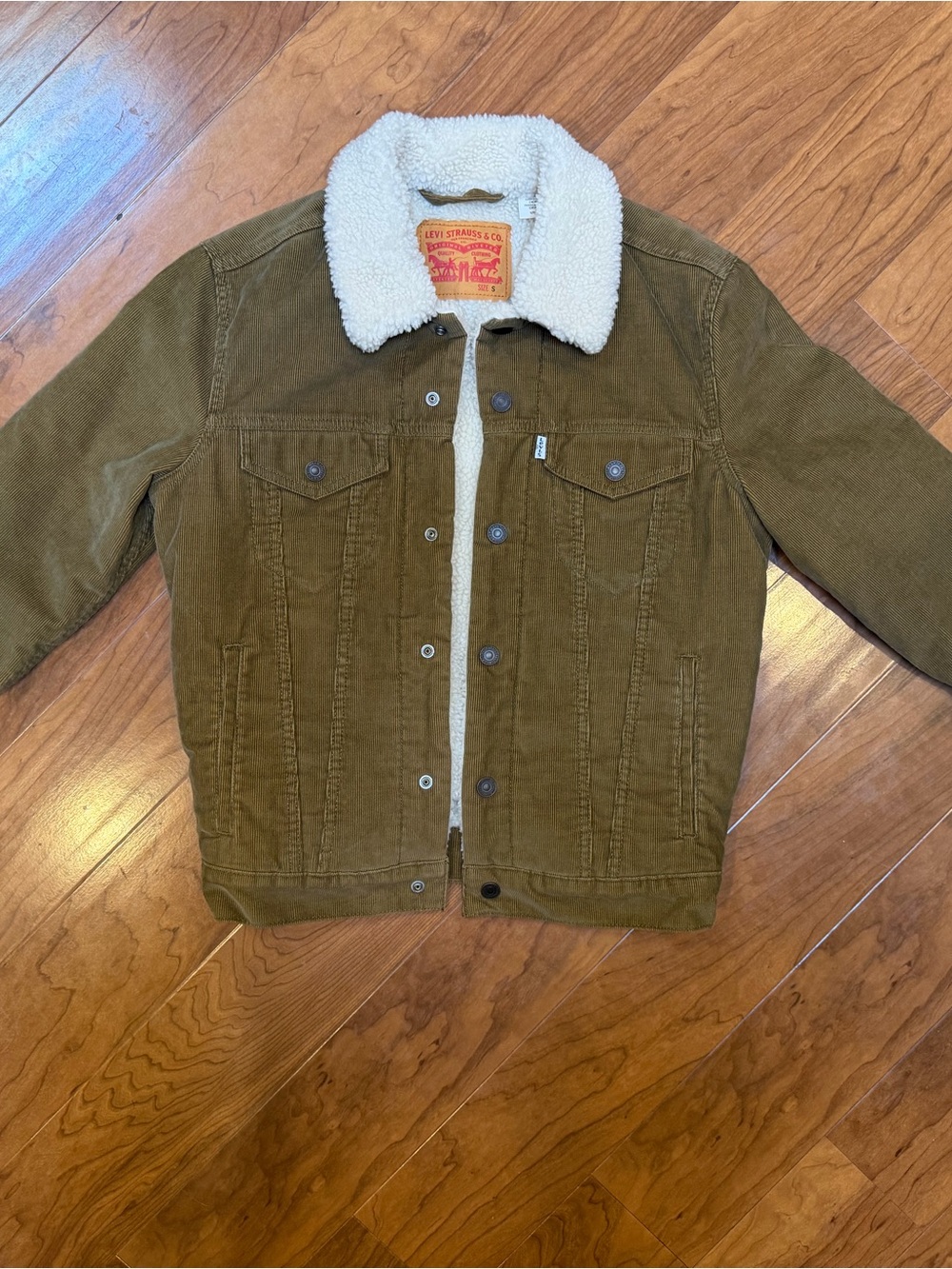 Levi's corduroy trucker jacket discontinued olive color